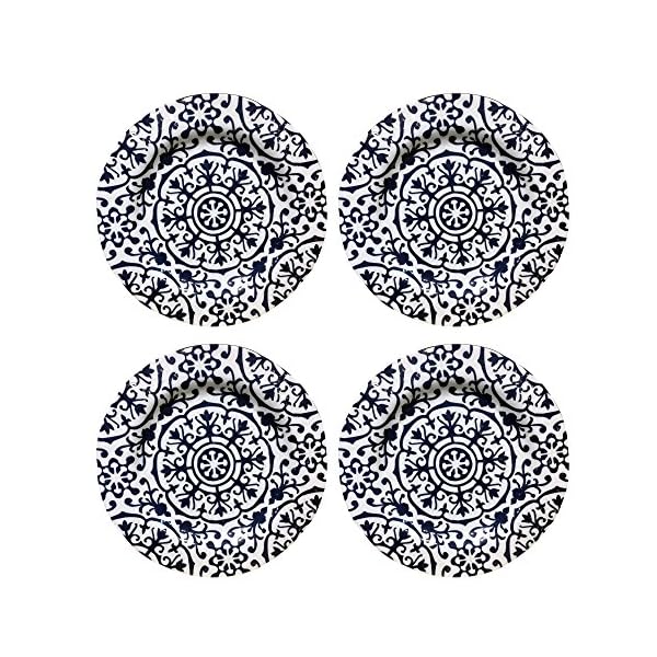American Atelier Blue Medallion Set of 4 Melamine Dinner Plates 11" D