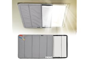 RVINGPRO Magnetic RV Skylight Shade 16"x25", Double-Side Foldable RV Vent Blackout Shade, Reflective RV Skylight Shade Cover for Inside Camper, with Storage Bag, Sliver Grey