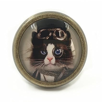 Cabinet Handles White Kitty Cat Home Decor Ceramic Kitchen Drawer