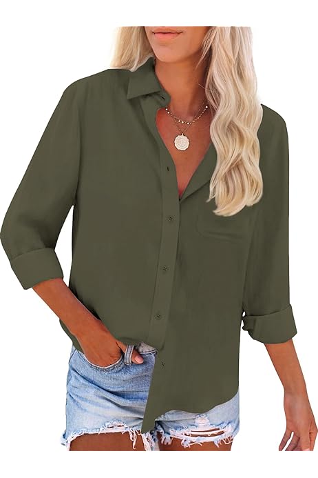 Amazon Modas De Camisas Manga Larga Para Mujer Camisa Manga Larga
