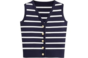 NALANISA Women's Trendy Summer Sweater Vests 2025 V Neck Sleeveless Button Up Knit Crop Tank Tops Y2k Shirts Spring Outfits