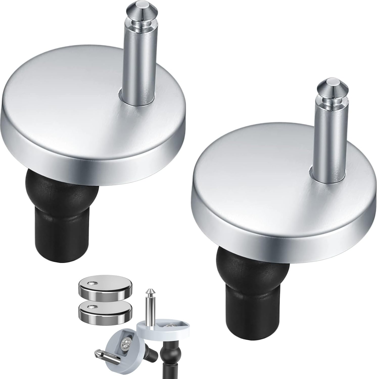 JJiaoLinin 2 Packs Toilet Seat Hinges Fixings, Toilet Seat Fittings, Universal Quick Release Toilet Seat Fittings, with Rubber Screws Nuts Bolts for WC Toilet Blind Holes