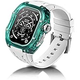 RYUEUYA Translucent Designer Rugged Case and Band Compatible for Apple Watch Ultra 3/2/1 49mm, Luxury Crystal Clear Military Protective Cover Bumper Tactical for iWatch, G-WR