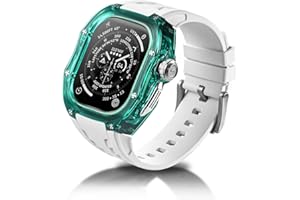 RYUEUYA Translucent Designer Rugged Case and Band Compatible for Apple Watch Ultra 3/2/1 49mm, Luxury Crystal Clear Military Protective Cover Bumper Tactical for iWatch, G-WR