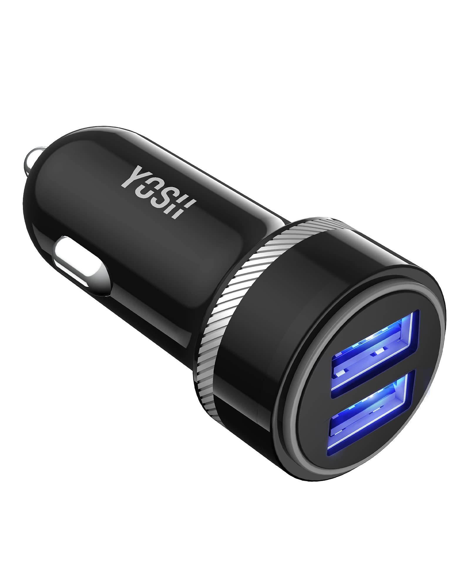 YOSH Car Charger with 24W Ultra-Compact Dual Port, Fast Charge Cigarette Lighter USB Adapter, in Car Charger 2 Ports Adapter for iPhone 16 15 14 13 12 Pro Max Samsung
