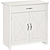 HOMCOM Farmhouse Sideboard Buffet Cabinet with Storage, Accent Cabinet with Barn Doors, Drawer and Adjustable Shelf, Distress