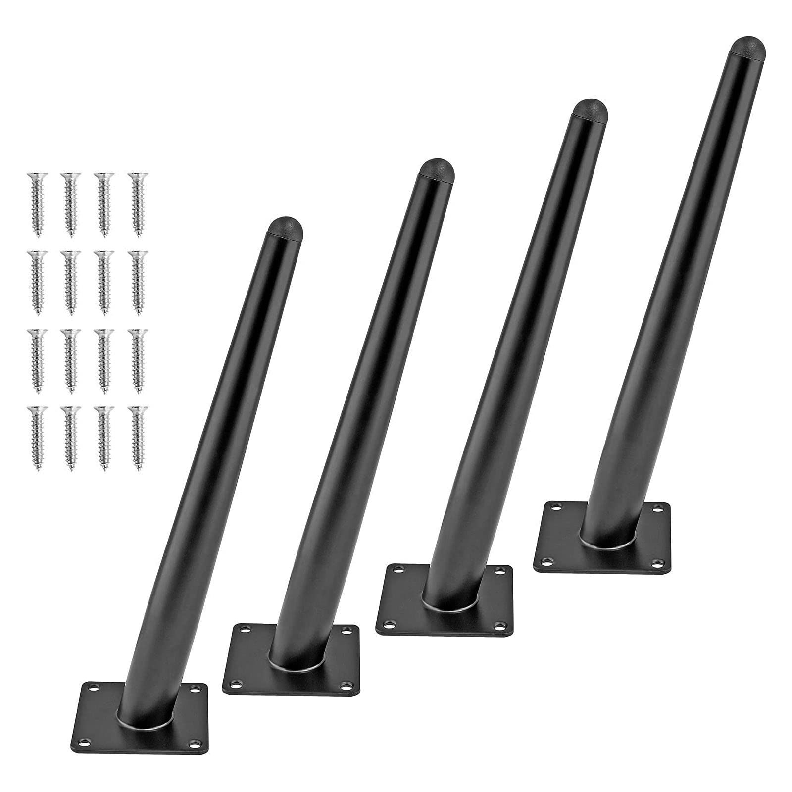 Cjueiom 12 Inch / 30cm Oblique Furniture Legs Black Sofa Legs Set of 4, Mid-Century Couch Legs Heavy Duty Coffee Table Legs, Tapered Chair Feet Metal Cabinet Legs Replacement for Cupboard Ottoman