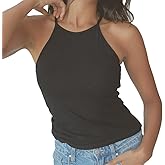 Klassy Network Solid High Neck Brami Tank-Top for Women - Built-in Bra Racerback Full Length Tank with Straps