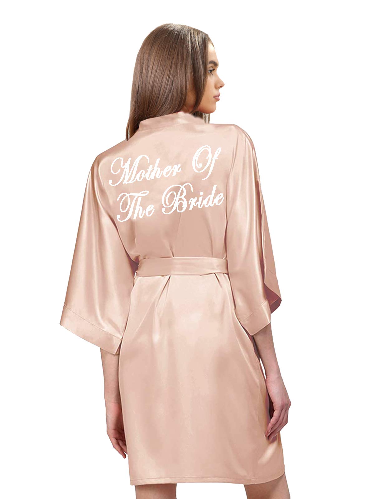 Photo 1 of owiter Satin Robe for women Short Bride and Bridesmaid Rose Gold Dressing robe for Wedding Party… (US, Alpha, X-Large, Regular, Regular, rose gold mother of the bride)