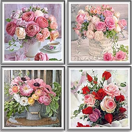 Amazon.com: (4 Pack) DIY 5D Diamond Painting Kits, Rose& flower