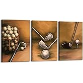 sechars Golf Painting Wall Art Vintage Golf Balls Picture Art Prints Sports Poster Artwork for Gym Home Office Man Bedroom Decoration Ready to Hang