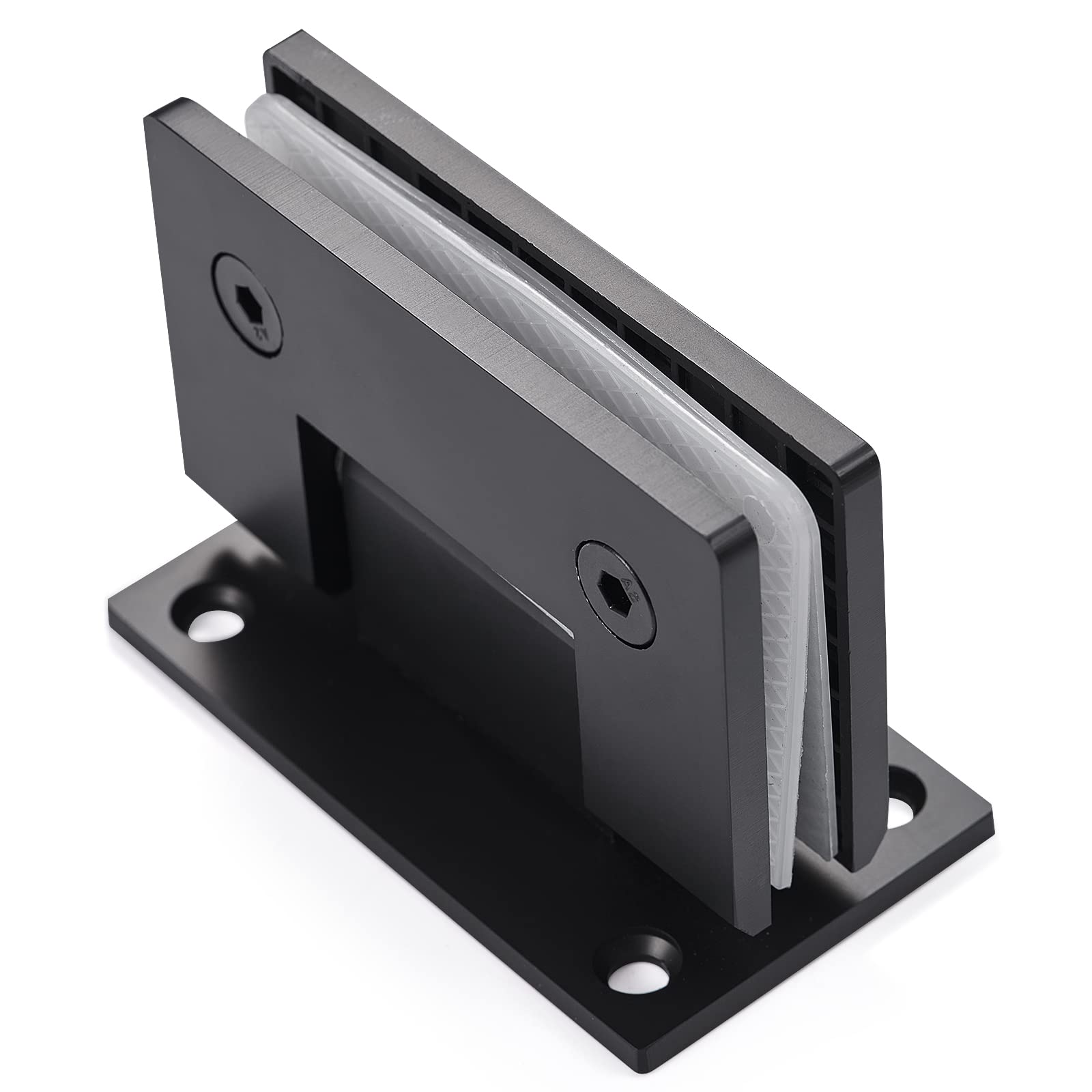 Ranbo Shower Door Hinge (90°), Frameless Wall to Glass Hinge, Suitable for 8–12mm Thick Tempered Glass, Stainless Steel, Black (1 PC)