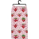 Koesus Cute Coquette Strawberry Kitchen Towels, Girly Preppy Pink Strawberry Hand Towels for Bathroom Kitchen Decor, Summer Fruit Aesthetic Dish Tea Towels, 16x24 Inch
