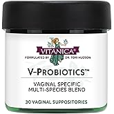 Vitanica Fresh V-Probiotics - Women's Probiotic for Vaginal Health - Contains Lactobacillus Gasseri - Free of Filler, Fragrances, Parabens, Preservatives & Artificial Colors - 30 Suppository Tablets