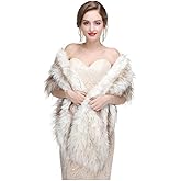 CanB Women's 1920 Fur Wraps and Shawls Bridal Winter Faux Fur Stole Wedding Faux Mink Cape for Bridesmaids