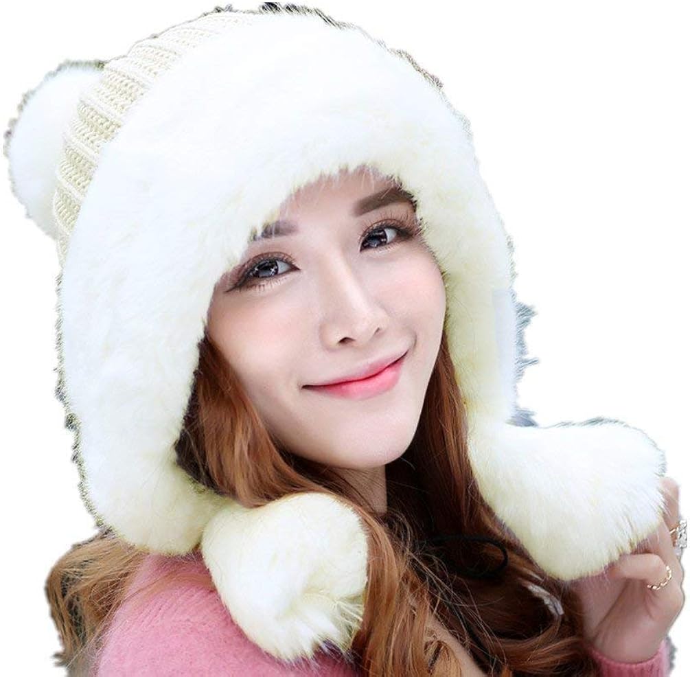 Aviator Hat Ladies Autumn Winter Warm Knitted Hat Faux Special Style
