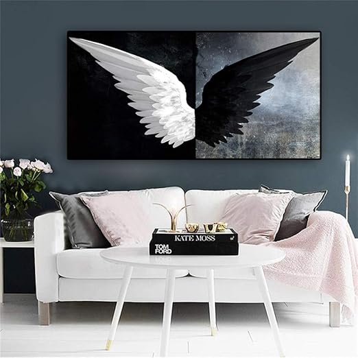 Zwbbo Pintura Decorativa Alas De Angel De Gran Alcance En Blanco Y