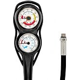 Blue Reef Pressure &amp; Depth Gauge Console - 32" Hose - Made in Italy | Nano 2 Model, White Dial, MDI &amp; SPG Analog Gauge, Highly Accurate, 1.5" Compact, Easy-to-Read, Nitrox Compatible, EN250:2014