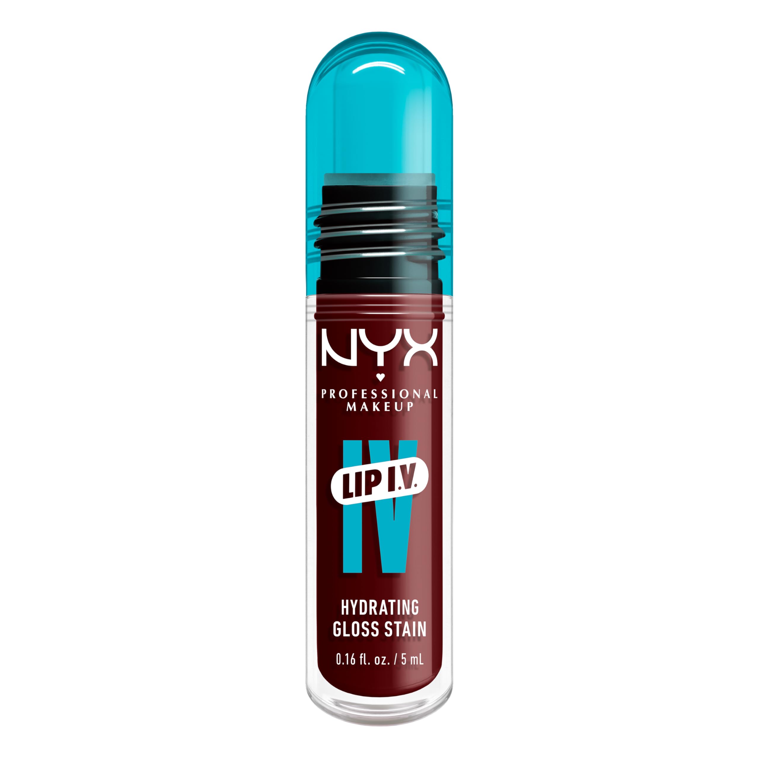 NYX Professional Makeup Lip Gloss and Lip Stain, Lip IV Hydrating Gloss Stain, Up to 12 Hour Hydration, High Pigment, Wet Shine Finish, Shade: Water 'Bout Wine?