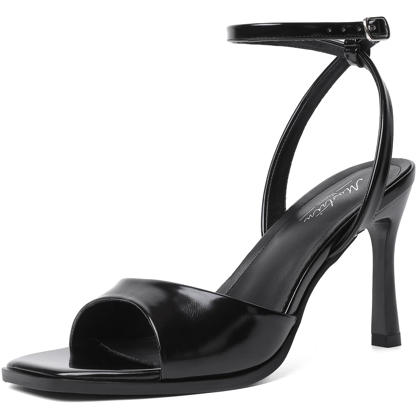 Photo 1 of Mostrin Black High Heels 4 Inches Heeled Sandals for Women Ankle Strap Sexy Open Square Toe Heels Dressy Pumps Shoes for Wedding Bridal Party Size 8.5