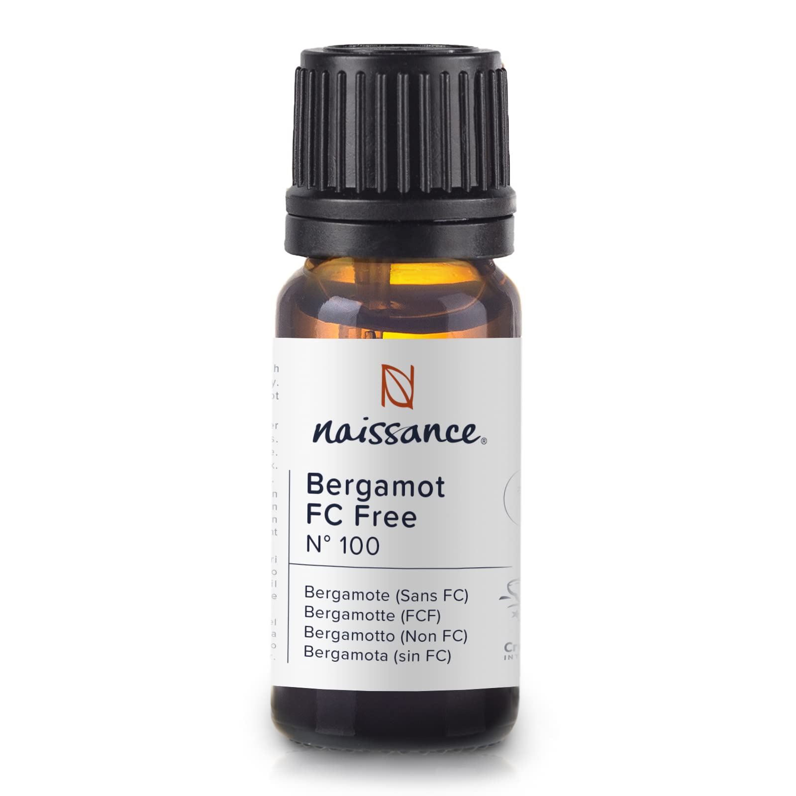 Naissance Bergamot (FC Free) Essential Oil (no. 100) 10ml - Pure, Natural, Cruelty Free, Vegan and Undiluted - for Aromatherapy & Diffusers