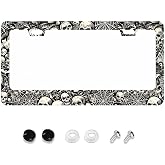 Skull & Spider Web Aluminum License Plate Frame - 6x12 Inch Car Frame with Screws, US Vehicle Fit