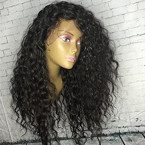 Alice Hair Pre Plucked Deep Curly Lace Front Human Hair Wigs For Black Women Water Wave Front Lace Wig Natural Hairline Peruvian Virgin Hair Bleached Knots (12 Inch)