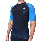 RIBBY SPF 50+ 5mm Padded Rash Guard, Black and Blue, Short Sleeve