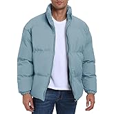 PEGENO Mens Winter Padded Jackets Full Zipper Windproof Jacket Coat