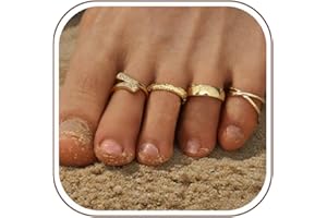 Thunaraz 4Pcs 14K Gold Plated Toe Rings for Women Adjustable Gold Toe Ring Set Non Tarnish Open Band Toe Rings Stacking CZ Bo