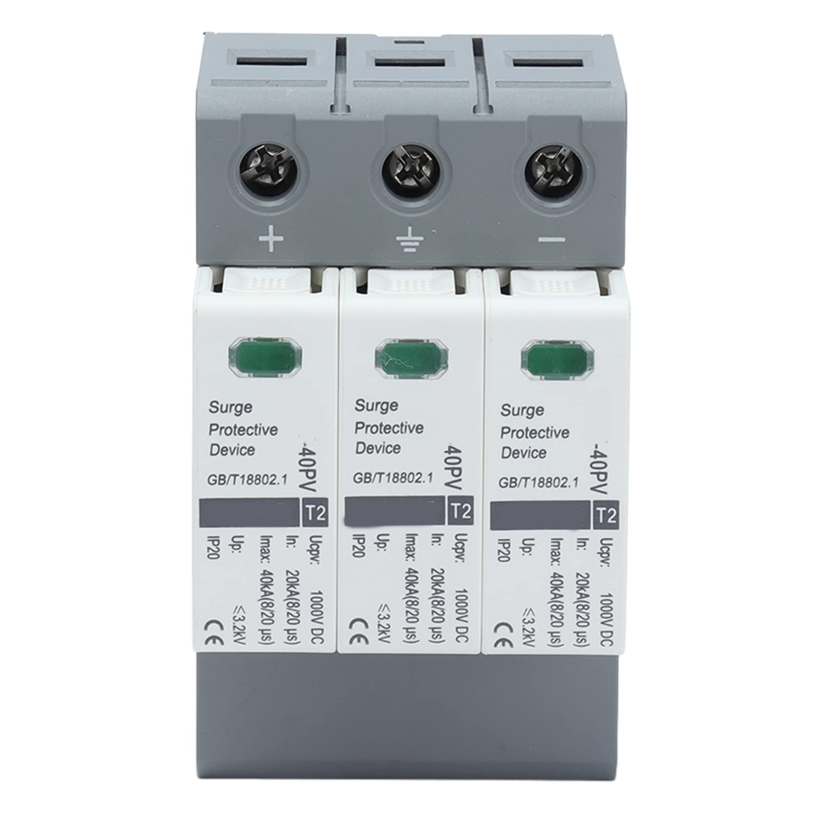 Joyzan Surge Protective Device, 20KA to 40KA DC 1000V House Surges Protector 3P Low Voltage Arrester Photovoltaic Lightning Protection Device for Home and Commercial Lighting Electric System