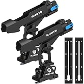 PLUSINNO Kayak Fishing Rod Holder with Tracks, 2 in 1 Kayak Accessories | Fishing Rod Pole Holders for Boat, Track Mount / Deck Mount with Fishing Rod Protective Strap, Kayak Rail, Rotatable