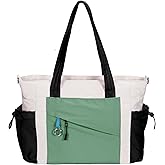 HUGOOME Work Tote Bag for Women, Large Puffer Work Tote Laptop Bag, Lightweight Travel Tote Bag with Zipper Gifts for Women Army Green