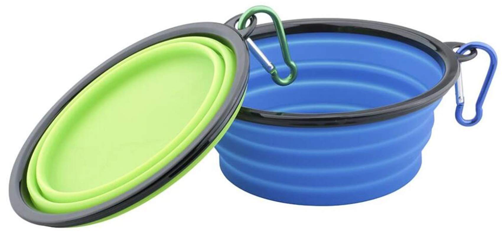 Collapsible Dog Bowls, 2 Pack Travel Silicone Dog Cat Bowl Portable Pet Food Water Bowl for Puppy Cat Small & Medium Pet, Feeding trough Portable Drinking Water Drinker with Water Hook, 5.1x2.1 inch