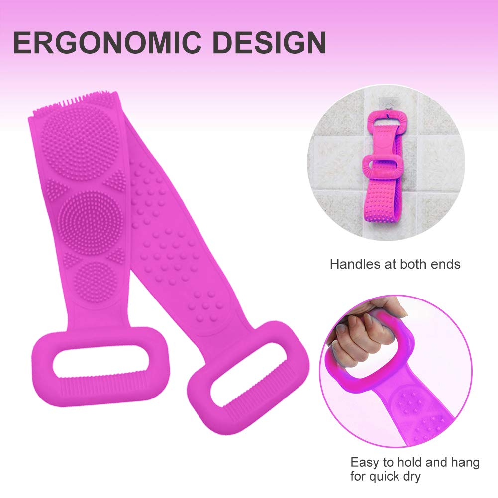 Silicone Bath Body Brush, Exfoliating Silicone Body Back Scrubber, Deep Clean Back Acne & Bacne, Extra Long and Super Soft, Suitable for Women ＆ Men : Beauty