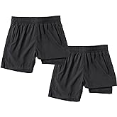 IRELIA 2 Pack Boys Box Brief Liner Compression Zipper Pocket Shorts Kids Quick Dry Active Sports Shorts with Reflective Strip