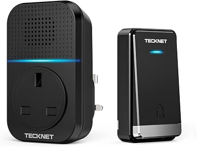 TECKNET Wireless Doorbell Self-Powered, Plug-In, 1300 ft Range, 60 Chimes