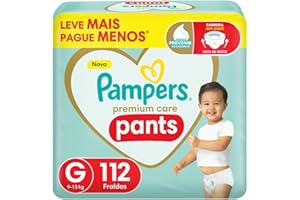Fralda Pampers Premium Care Pants Tamanho G, Fácil de Vestir, 112 Unidades