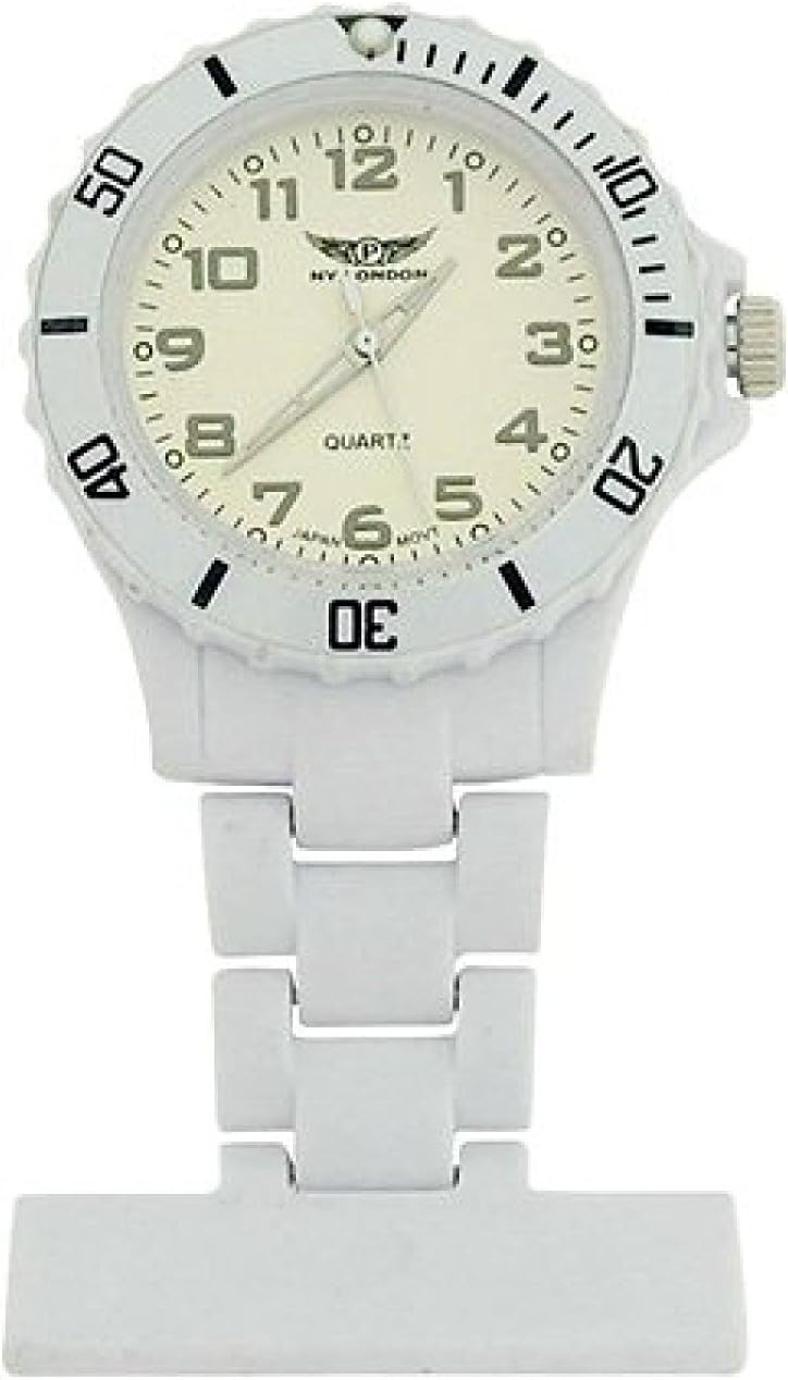 NY LondonPrince LondonAN Rubberised White Rotating Bezel Unisex Nurses Fob Watch PI-2026