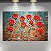 Metuu Modern Canvas Paintings, Texture Palette Knife Red Flowers Paintings Modern Home Decor Wall Art Painting Colorful 3D Flowers Wood Inside Framed Ready to hang 24x48inch