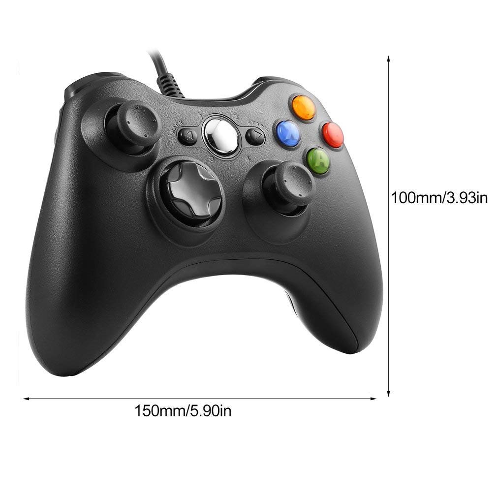 Maexus Xbox 360 Controller, Wired Controller for Microsoft Xbox Slim 360 PC (Windows XP/7/8/10), Android (TV/Phone/Tablet), PS3 - Black