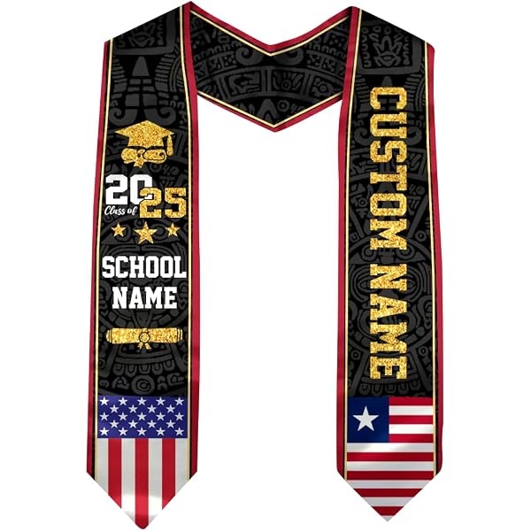 Personalized Liberian Flag Graduation Stole - Liberia Flag Shawl For Graduates