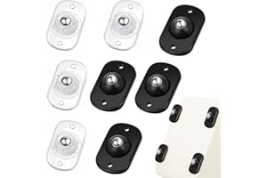 TRVL FIELDER Self Adhesive Caster Wheels, Appliance Rollers for Kitchen Appliances, 360° Swivel Mini Universal Wheel Roller Casters, Sticky Pulley for Trash Can, Storage Box (Black, Clear - 8 PCS)