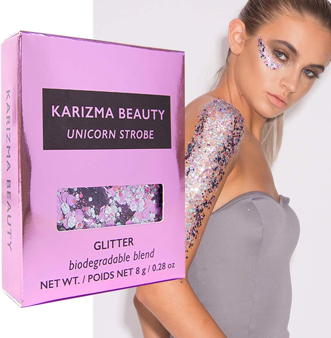 Unicorn Strobe Biodegradable Chunky Glitter // Karizma Beauty Silver Face Bio Glitter Eco Glitter Festival Chunky 10g
