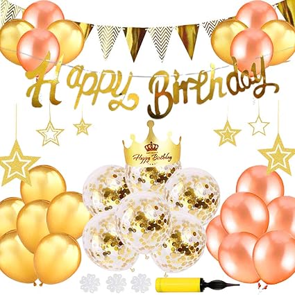 Amazon Co Jp 誕生日 飾り付け セット バルーン 風船 ゴールド Happy