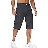 MIVEI Men's 15" Long Shorts Below Knee Capri Hiking Casual Cargo Short Zippers Pockets Quick Dry Lightweight Water Resistant