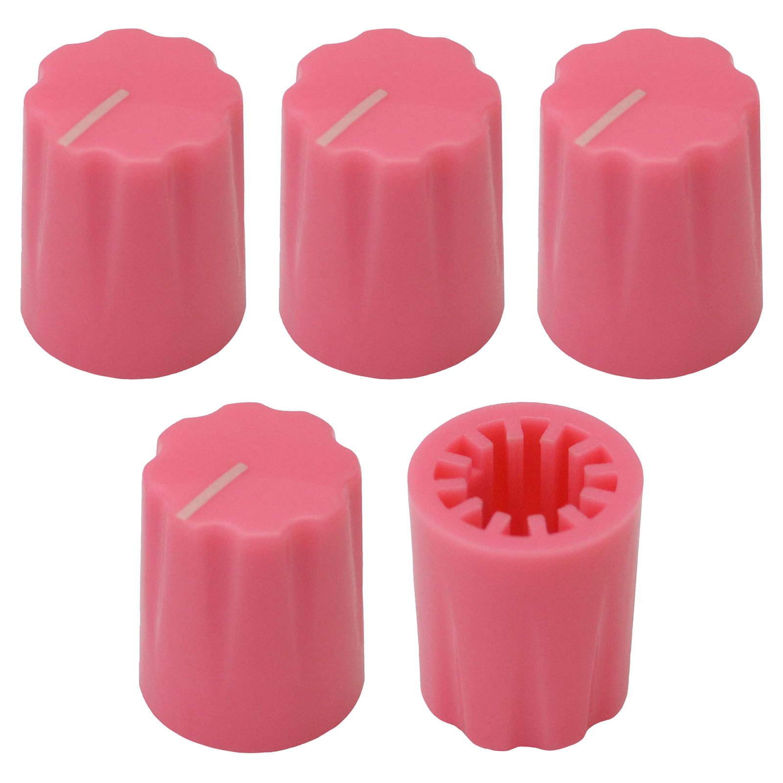 6.4mm Hole Tall Davies Style Instrument/Pedal Control Knob Pack of 5 (Pink)