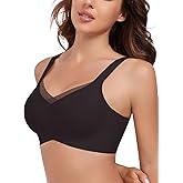 Mesh Crossover Comfortable Seamless Wireless Bra with Support Lift Padded Back Fat Smoothing Bra No Underwire Black