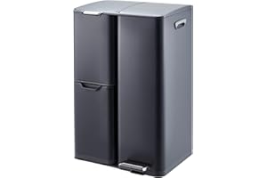Takywep 16 Gal/60L 3 Compartments Trash Can, Stainless Steel Kitchen Garbage Can with Lid, Foot Pedal and Removable Inner Buc