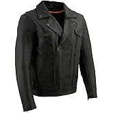 Milwaukee Leather LKM1760 Men's Black Leather Motorcycle Riders Jacket w/Multi-Utility Pockets